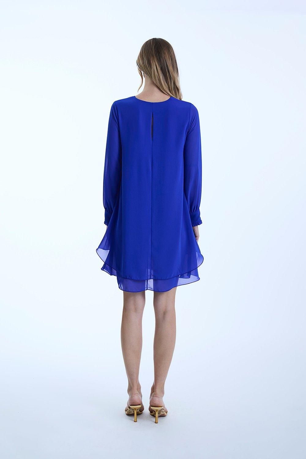 James Lakeland Long Sleeve Royal Wave Hem Dress
