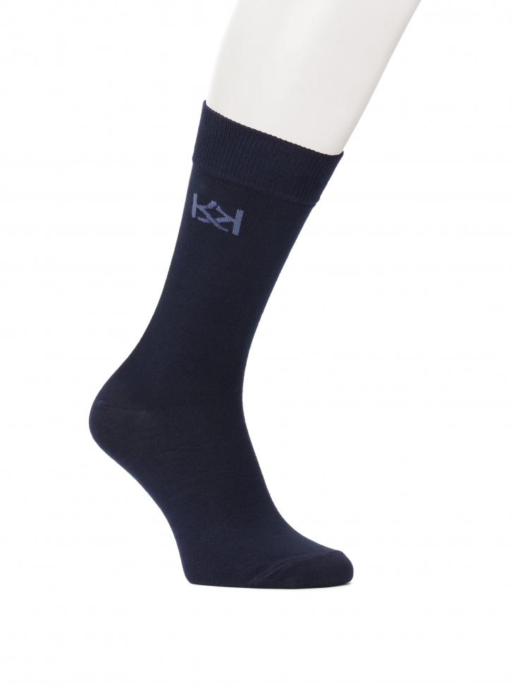 Long navy blue socks with bamboo viscose