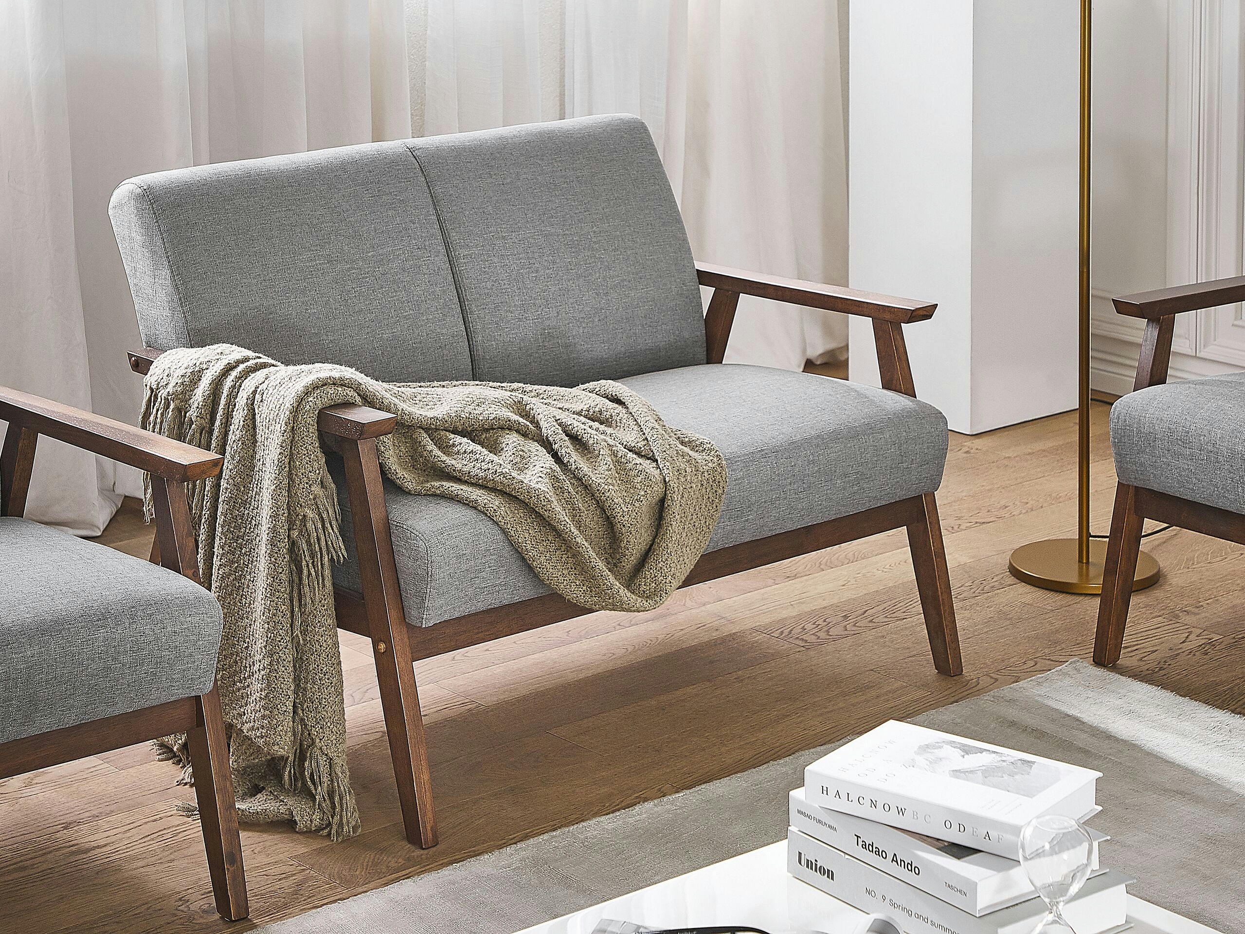 ASNES - Canapé 2 places 2 personnes en polyester gris