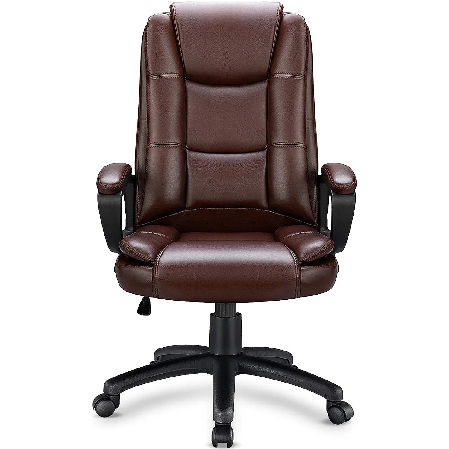Brown Leather Executive Chair with Lumbar Support