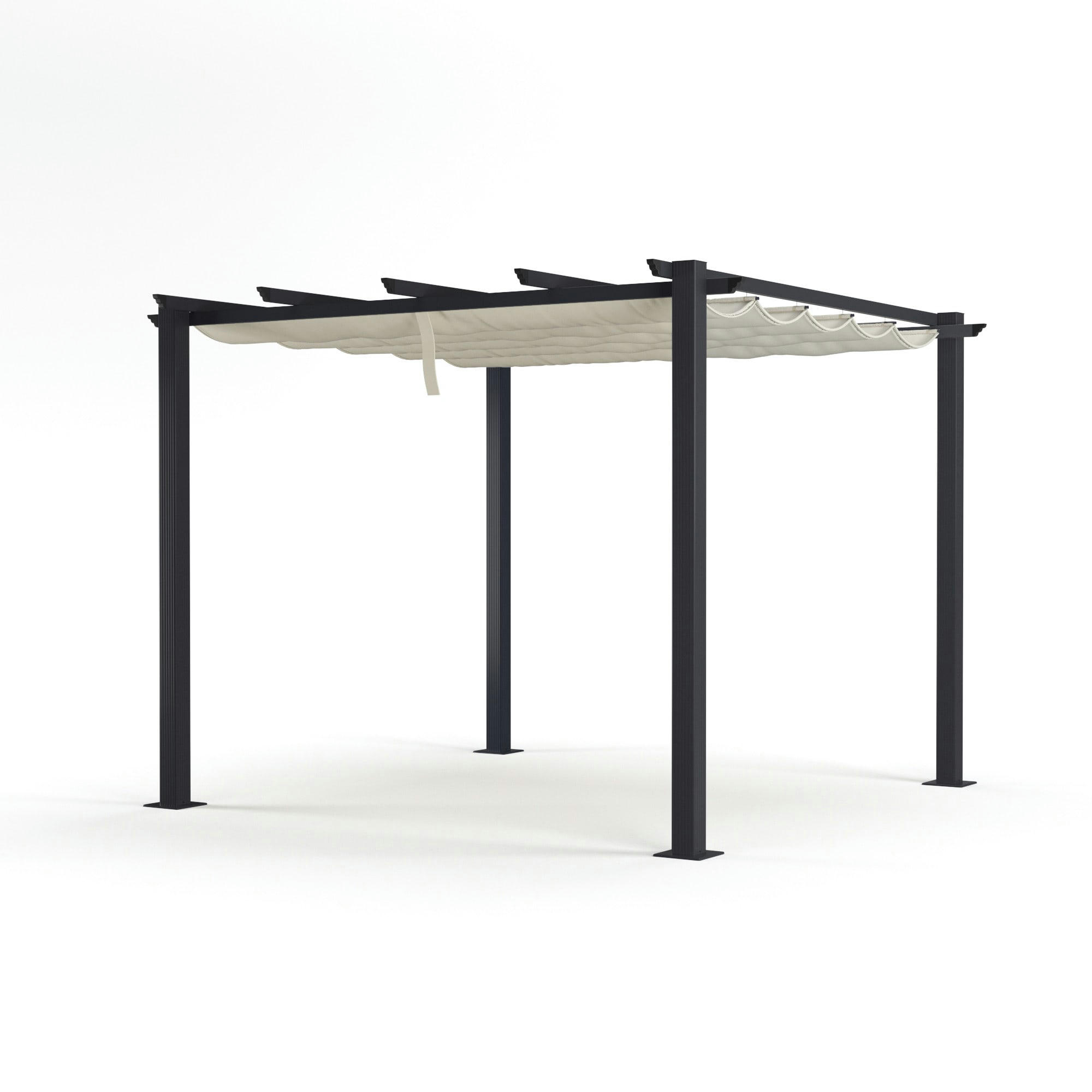 OHIO - Tonnelle 3x3m avec toile rétractable en aluminium gris écru