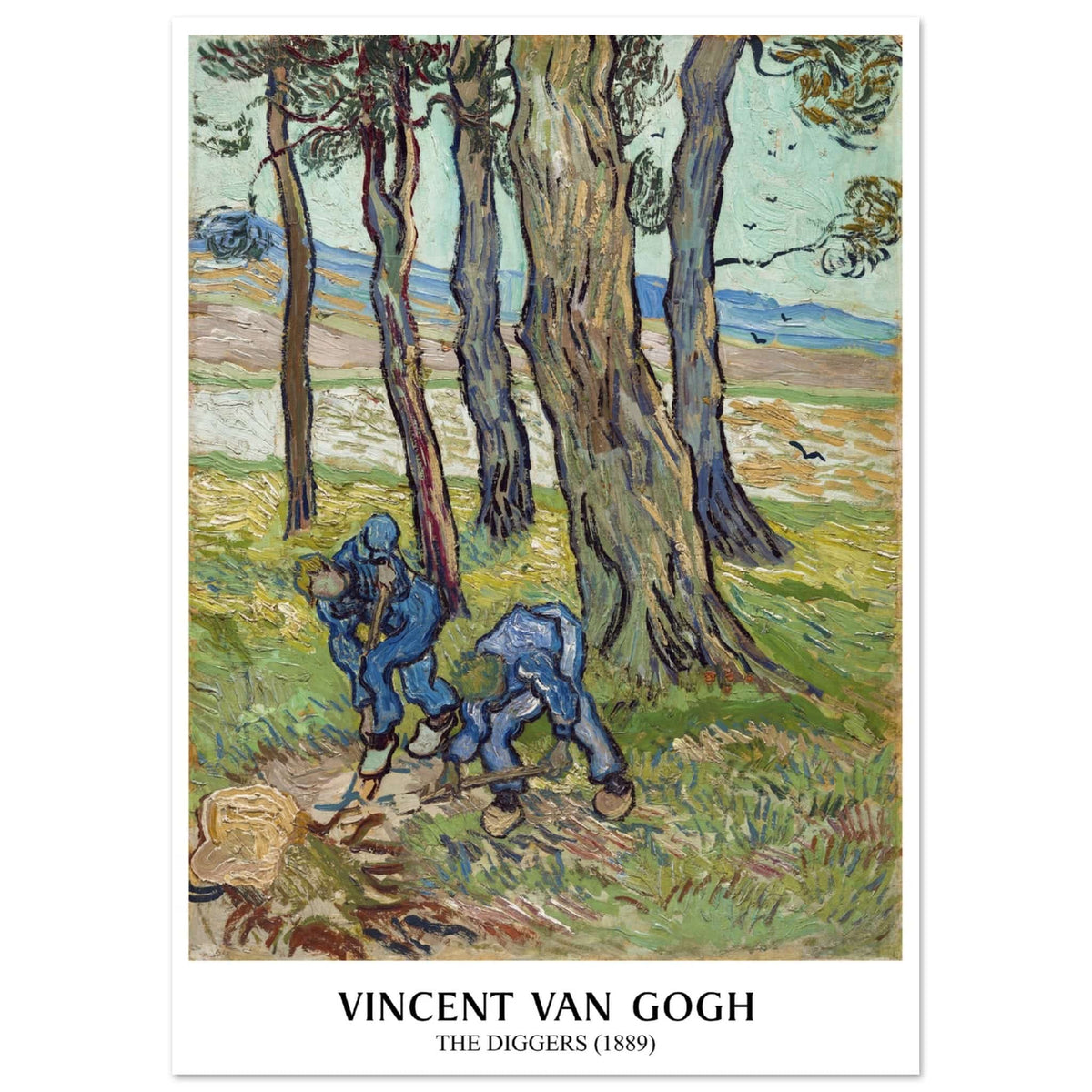 Artfulprints Poster Vincent van Gogh - The diggers  - A4 21x29.7 cm - Groen