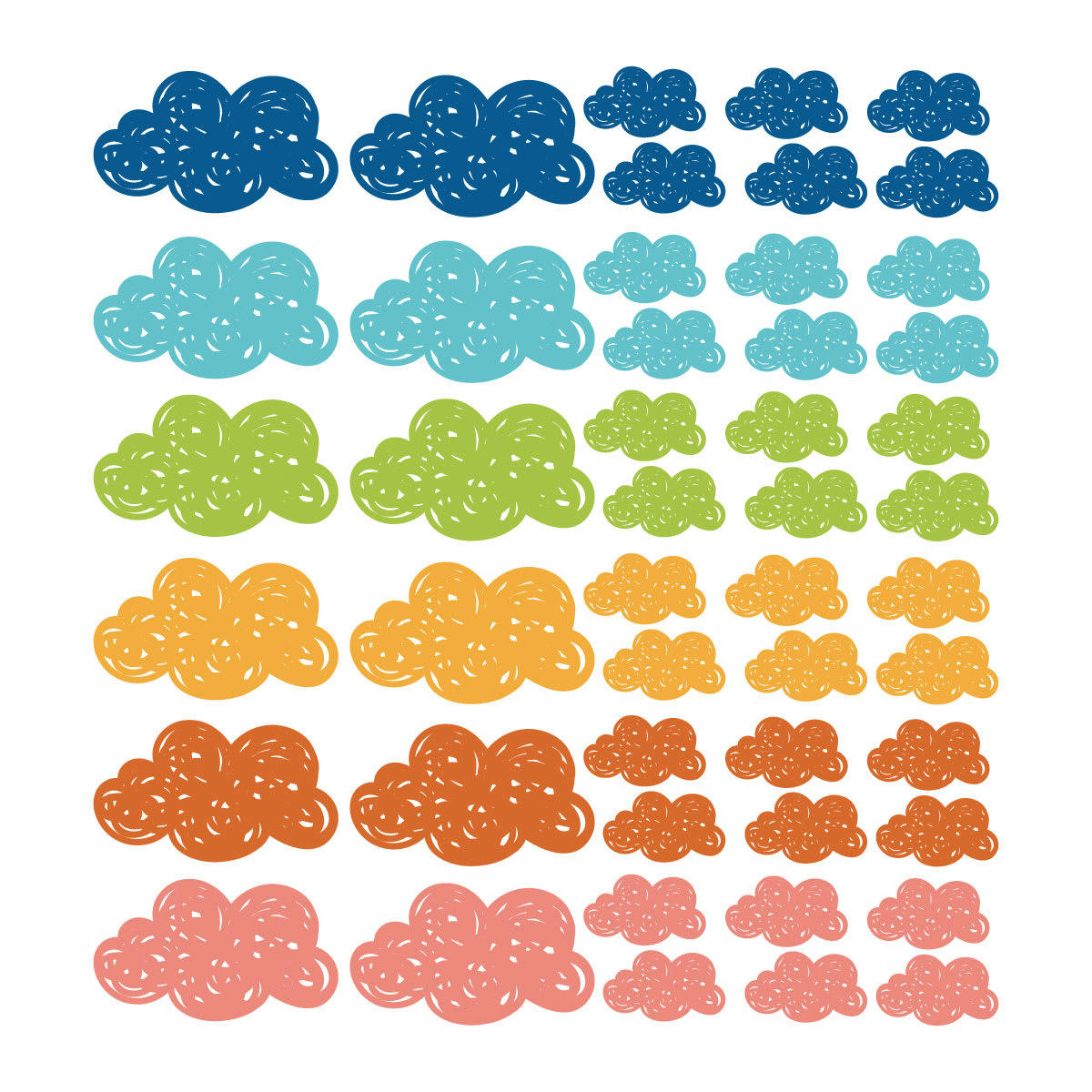 CLOUDS - Stickers muraux en vinyle petits nuages multicolor