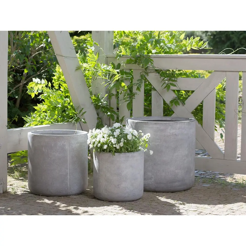 MESSENE - Bloempot - Grijs - 51 cm - Klei-vezelmengsel