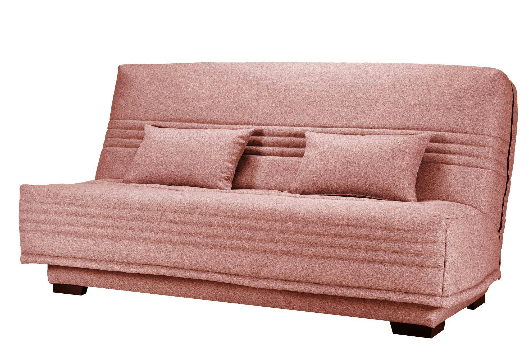 GUIDEL - Banquette clic-clac, matelas 17 cm en tissu polyester rose