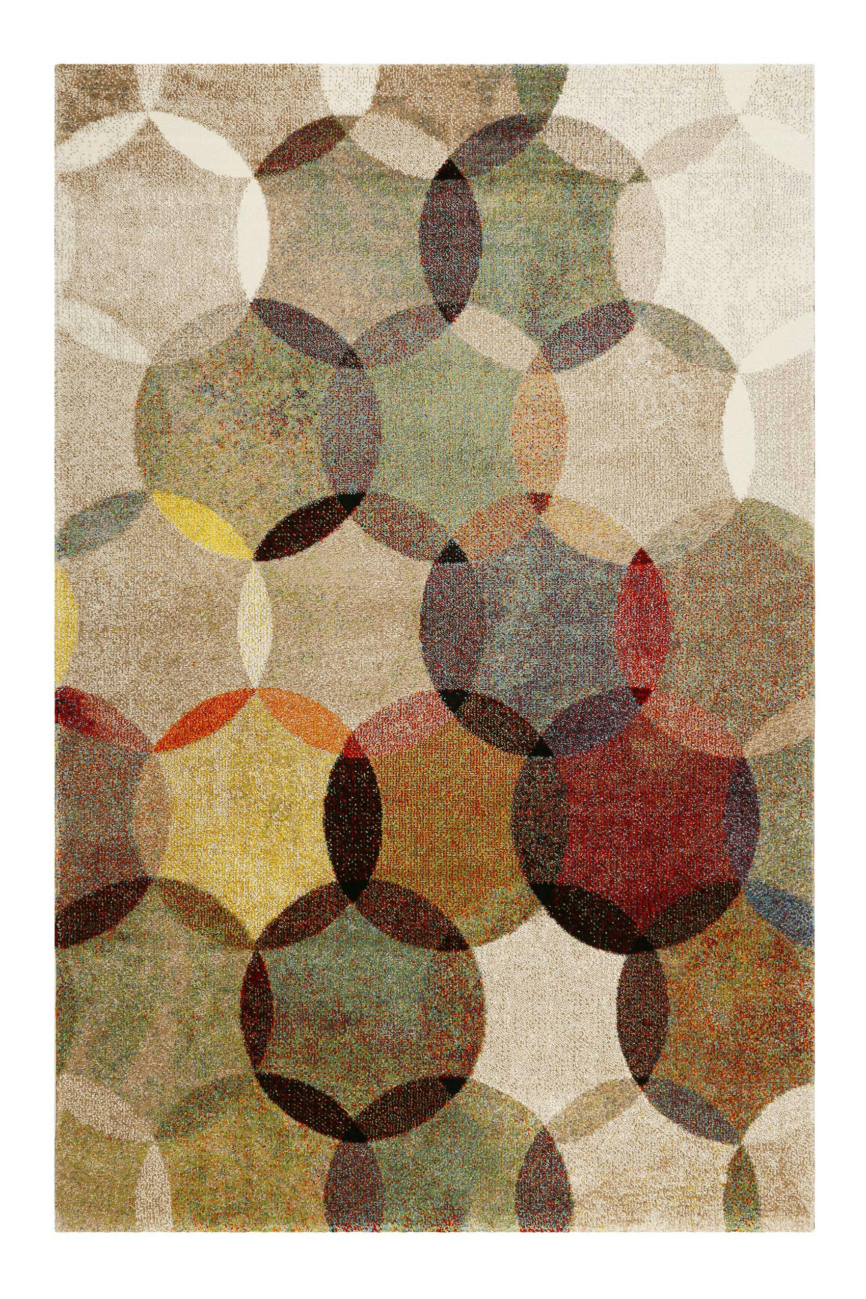 MODERNINA - Tapis motif cercle vintage  tons chauds 225x160
