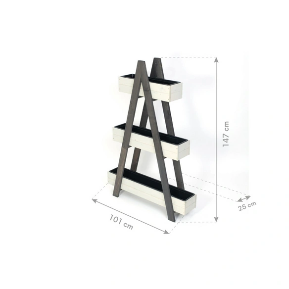 Pflanzkastentreppe »Ella«, BxHxT: 101 x 147 x 25 cm, Kiefernholz, grau/weiß