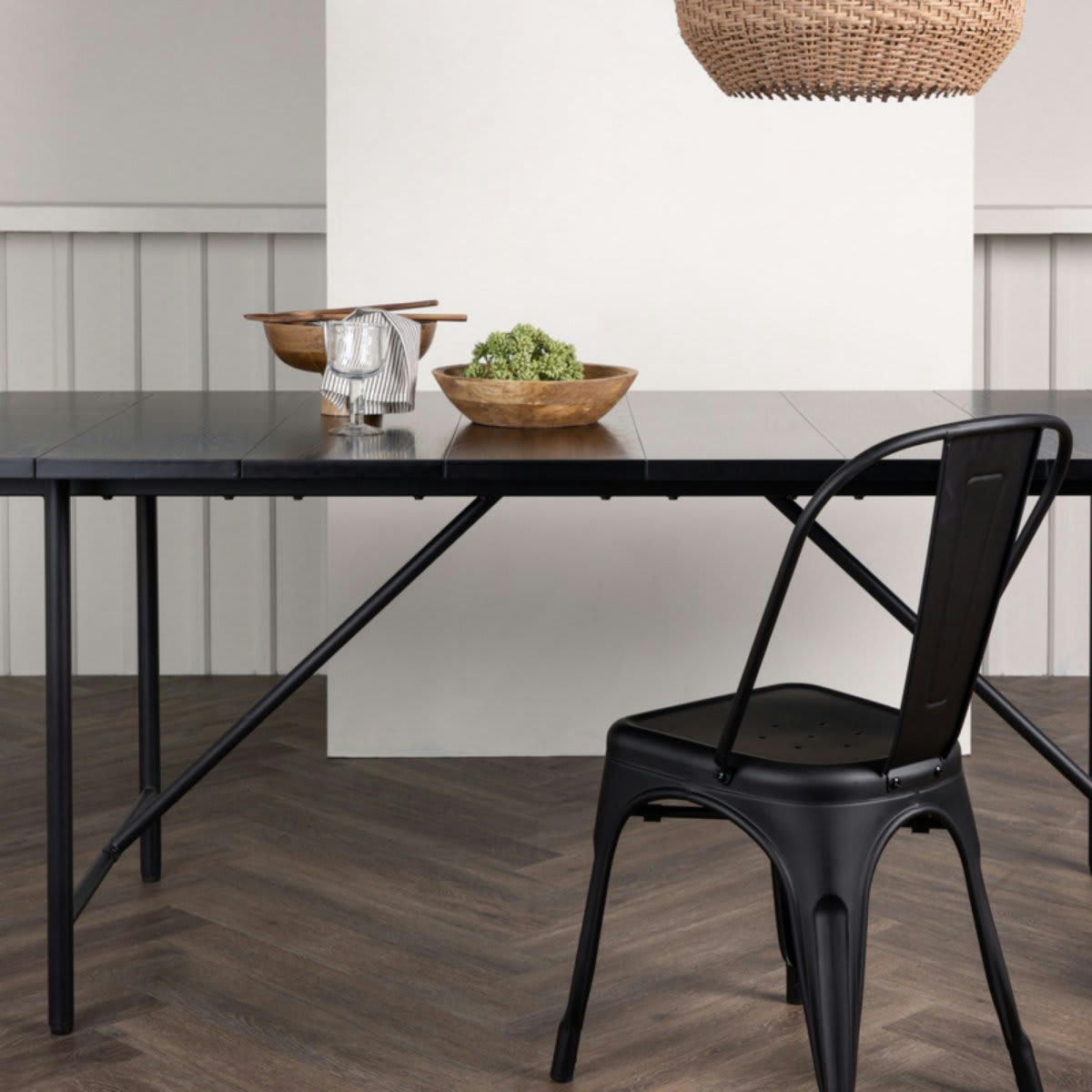 DELLA - Table à manger minimaliste en bois et métal 200cm