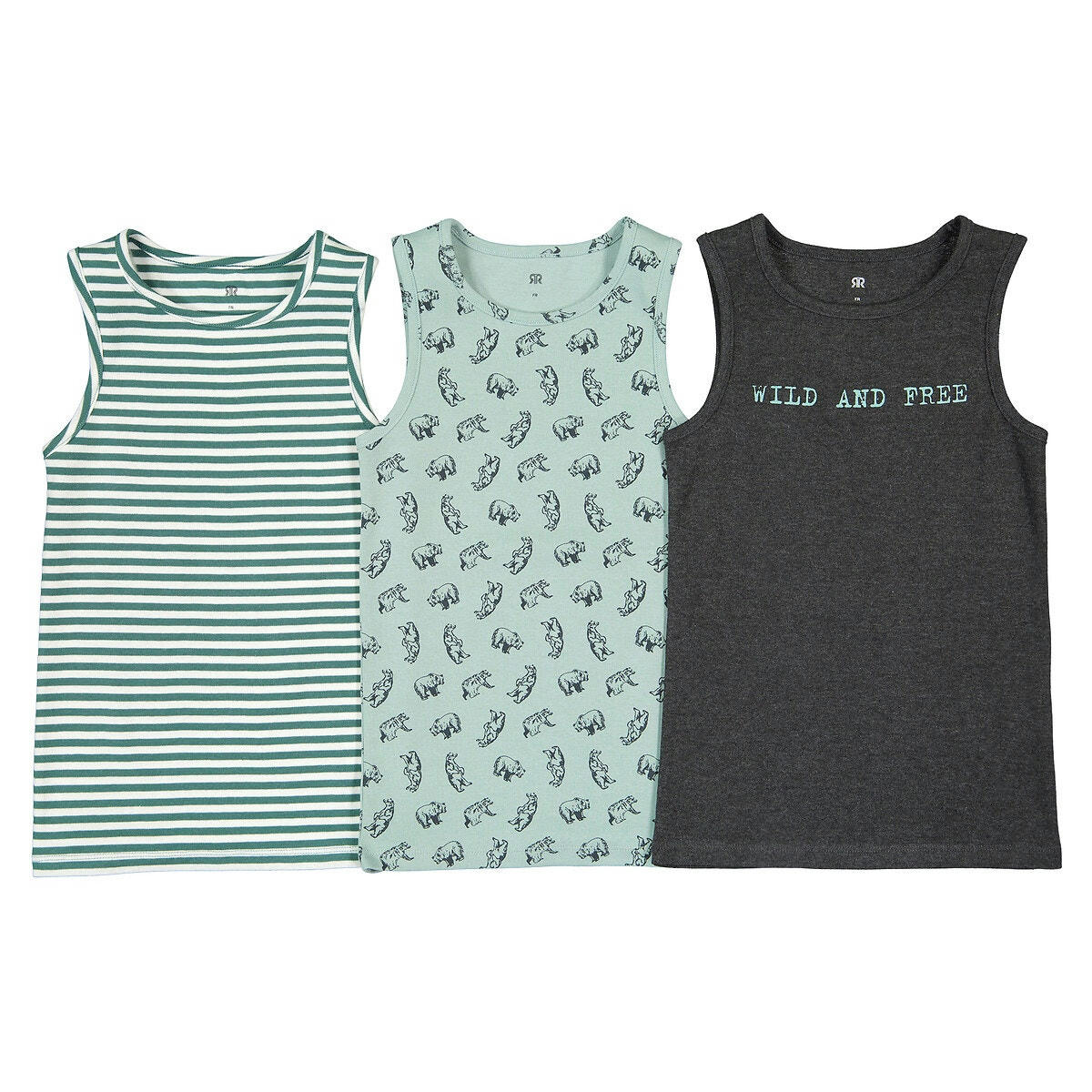 Lot de 3 maillots de corps en côté imprimé ours