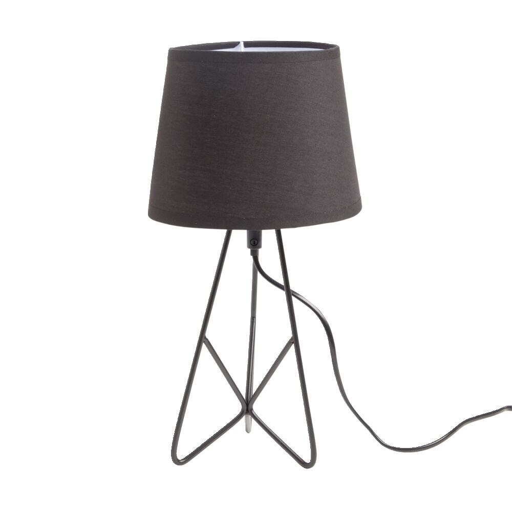 Lampe à poser abat-jour tissu noir 18x18xH35cm