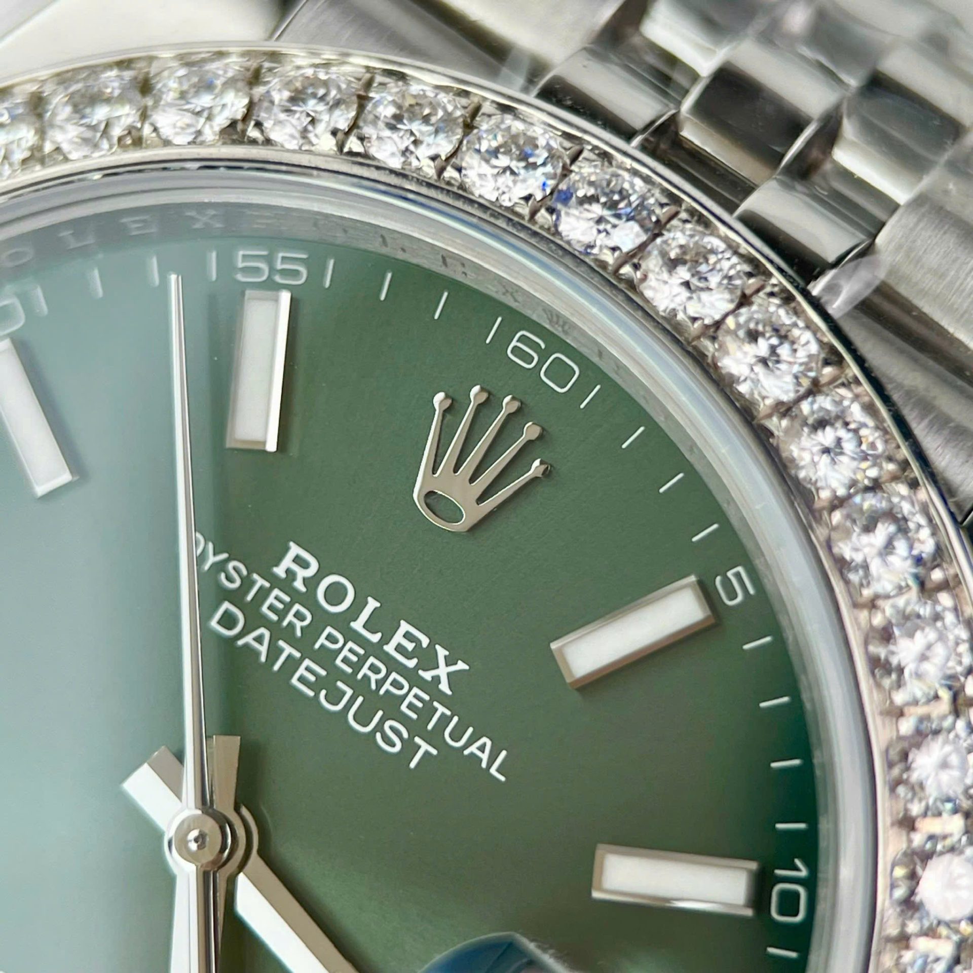 Rolex Datejust 904L Steel Green Dial With Diamonds 41mm Jub Super Clone