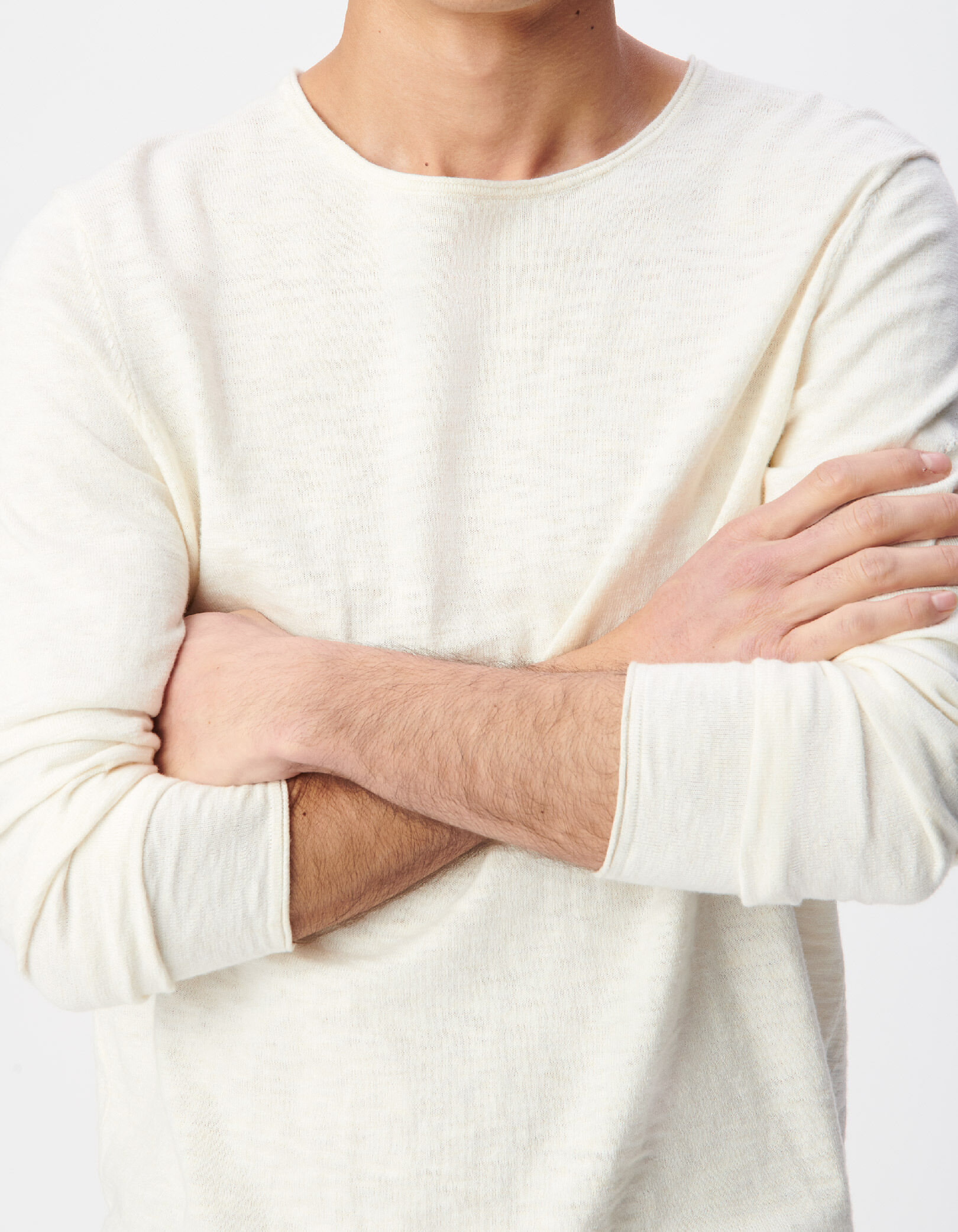 Pull stuck tricot flammé à bords roulottés Homme