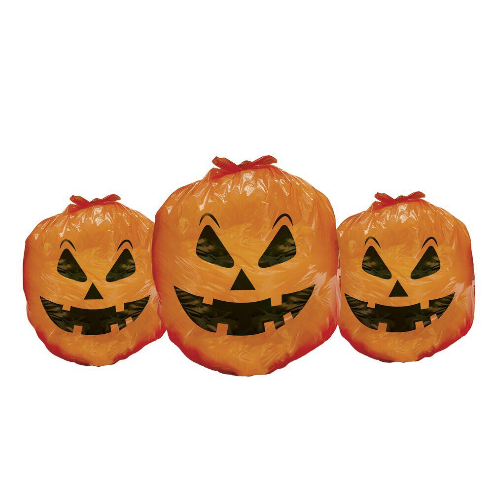 Lot de 3 sacs Halloween décoratifs à remplir tête de citrouille
