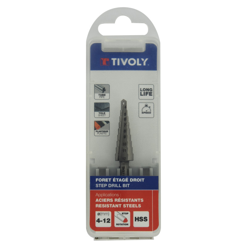 Foret HSS conique étagé pour métal Ø 4 - 12 mm TIVOLY