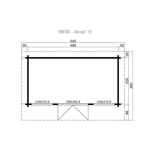 Gartenhaus »Dorset«, BxHxT: 480 x 238 x 250 cm (Außenmaß inkl. Dachüberstand), grüngrau