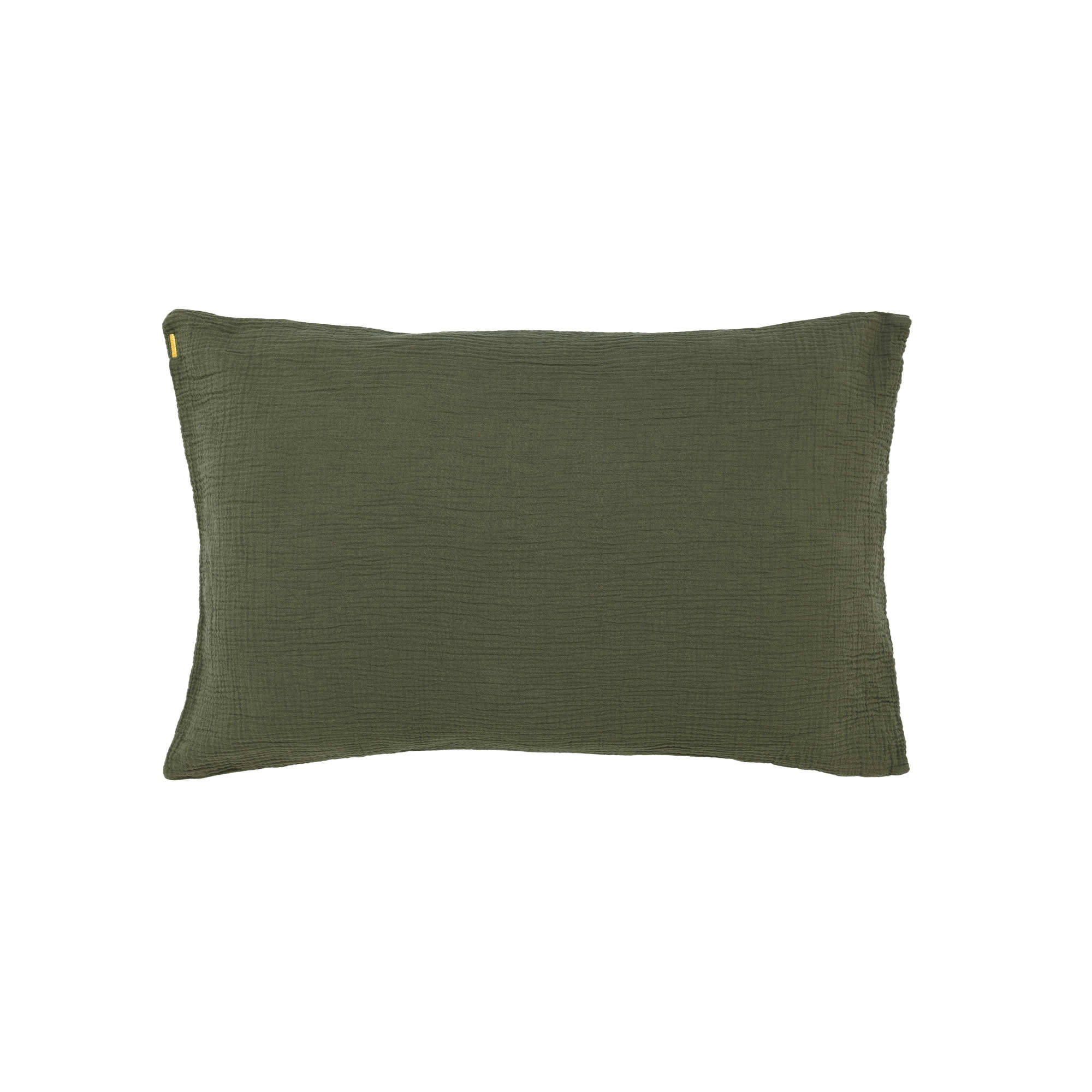 - Taie d'oreiller en double gaze de coton vert câpre 50x70 cm