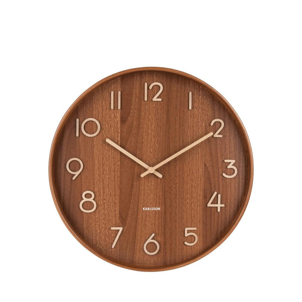 PURE - Horloge murale ronde en bois D60cm bois foncé