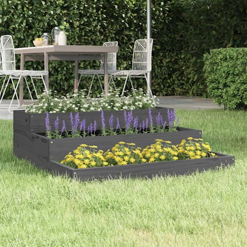 NNEVL Planter Grey 78x78x27 cm Solid Wood Pine