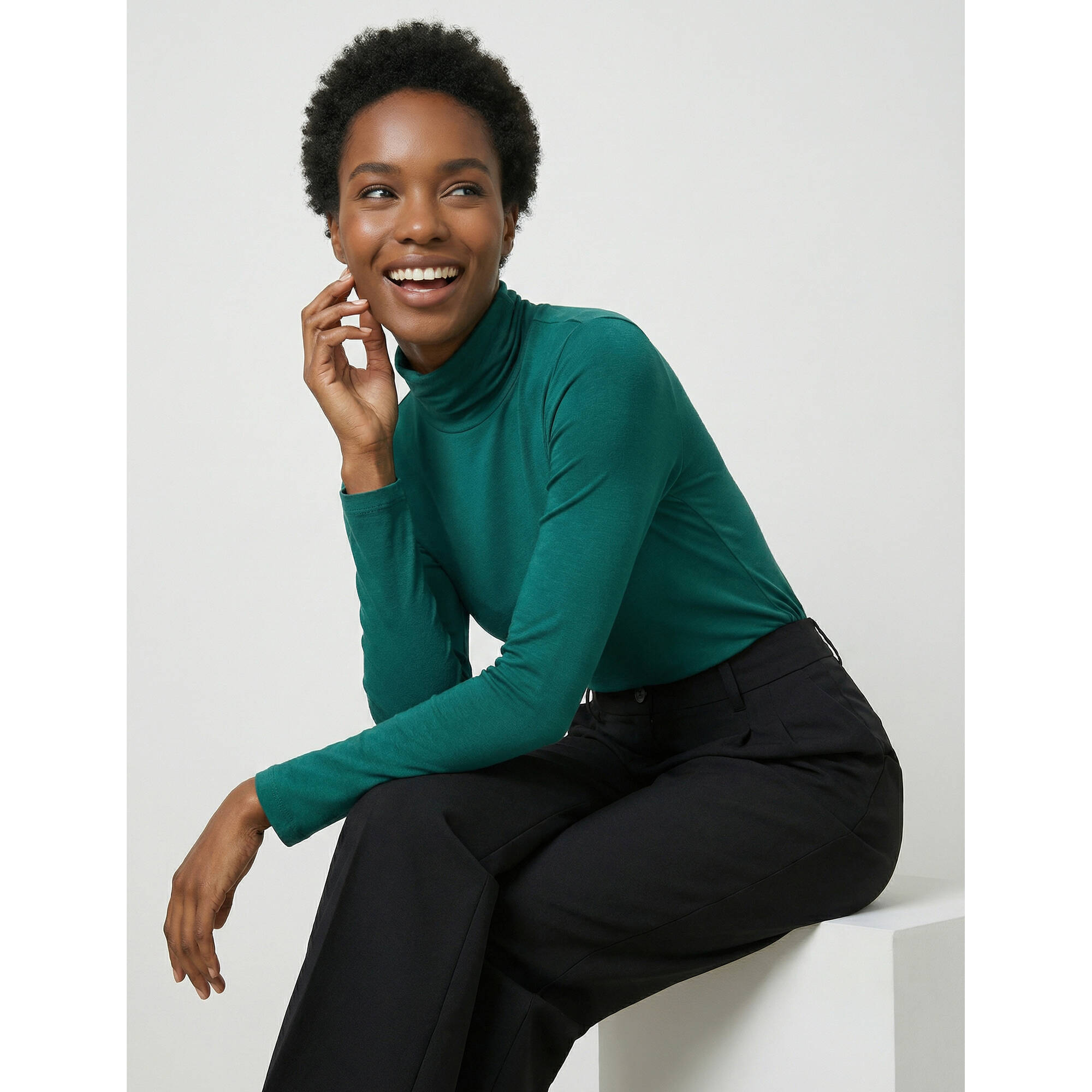 Sous-pull uni col roulé stretch