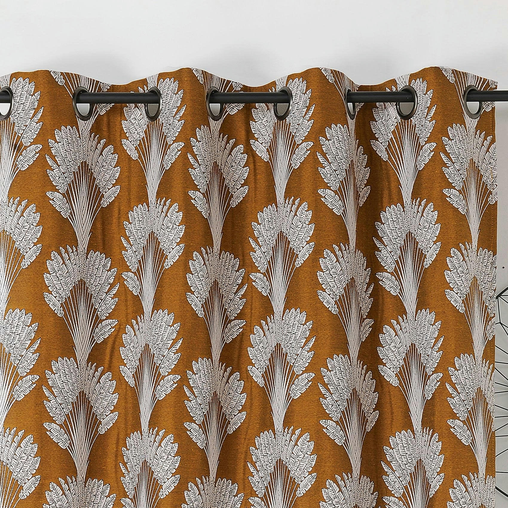 - Rideau imprimé en fils recyclés polyester jaune foncé 140x240 cm