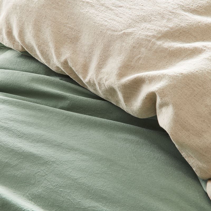 Olsen Linen Cotton Natural & Eucalyptus Quilt Cover Set + Separates