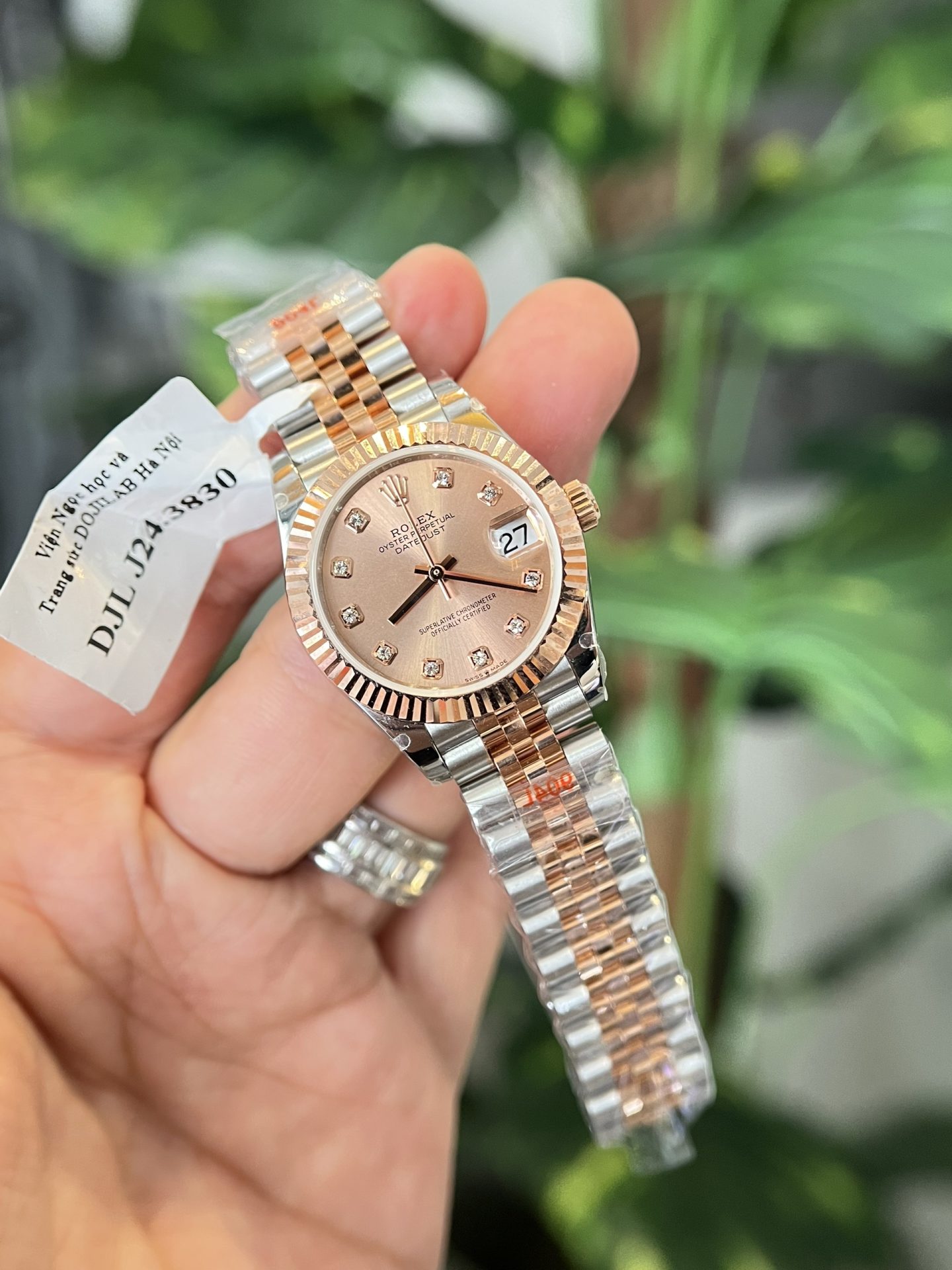 Rolex Datejust SS/RG Plated Pink Dial CZ Diamonds 31mm Jub Super Clone