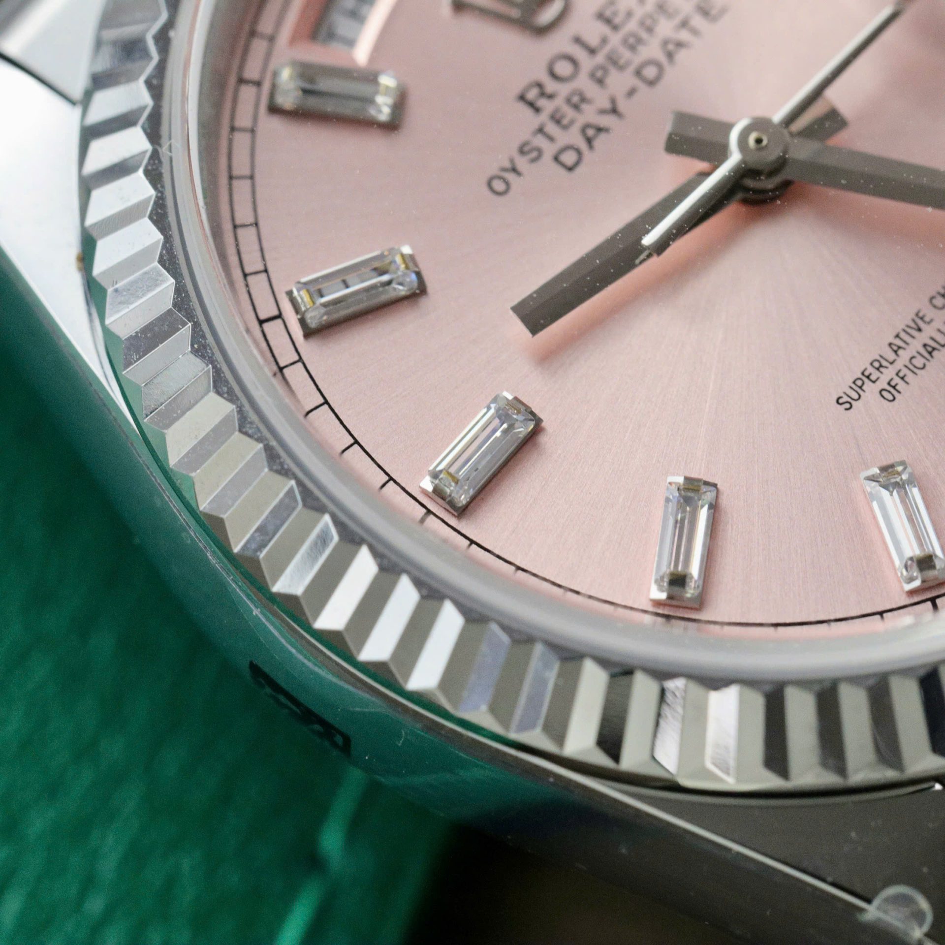 Rolex Day-Date 128236 904L Steel Pink Dial CZ Diamonds 36mm Super Clone