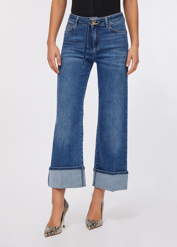 Jeans cropped con risvolto