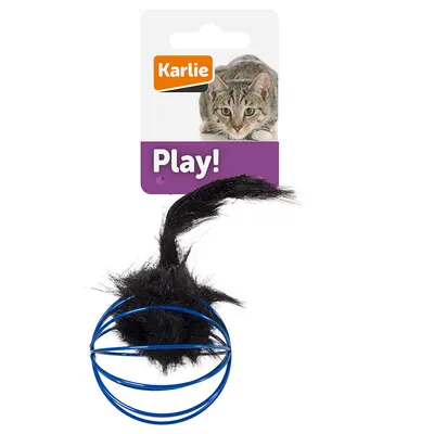 Karlie Cat Toy Cage Ball with Plush Mouse