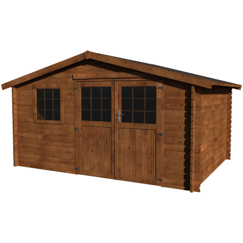 Abri de jardin en bois Valérian traité 34 mm 4,14 x 3,03 m DÉCOR ET JARDIN