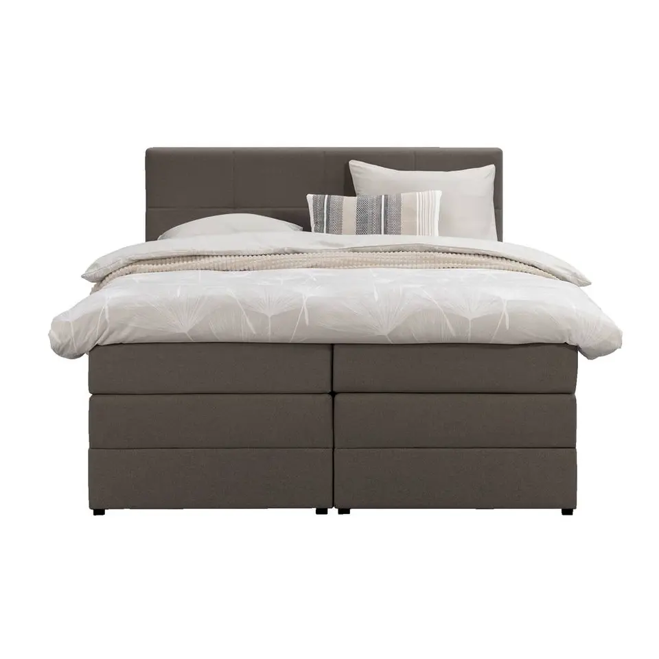 Boxspring met opbergruimte Liv geblokt - donkerbruin - 180x200 cm