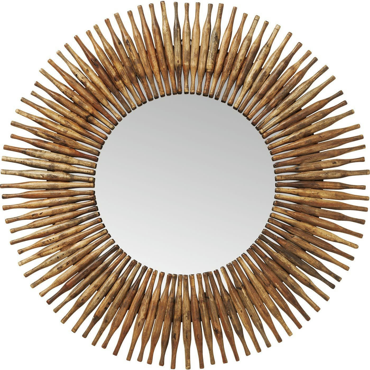 SUNLIGHT - Miroir rond en bois recyclé D120