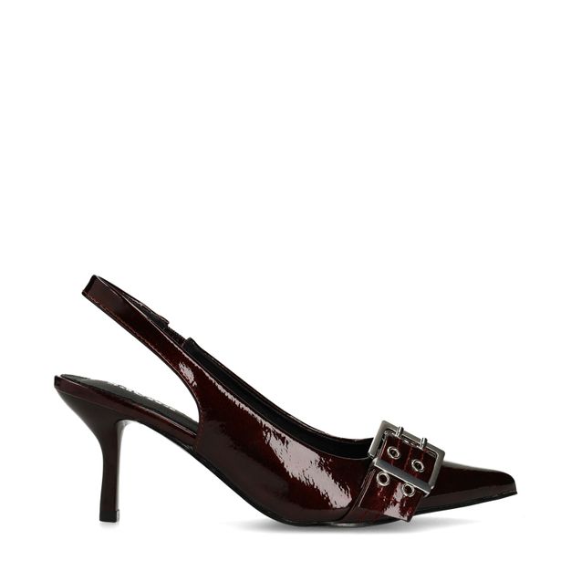 Burgundy buckle slingbacks