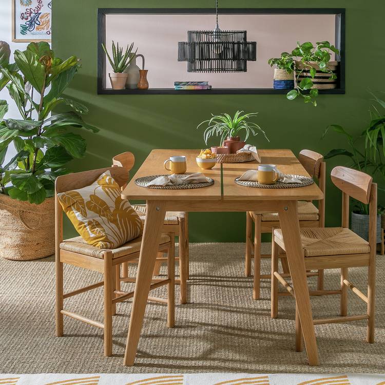 Habitat Nel Oak Dining Table & 4 Oak Chairs