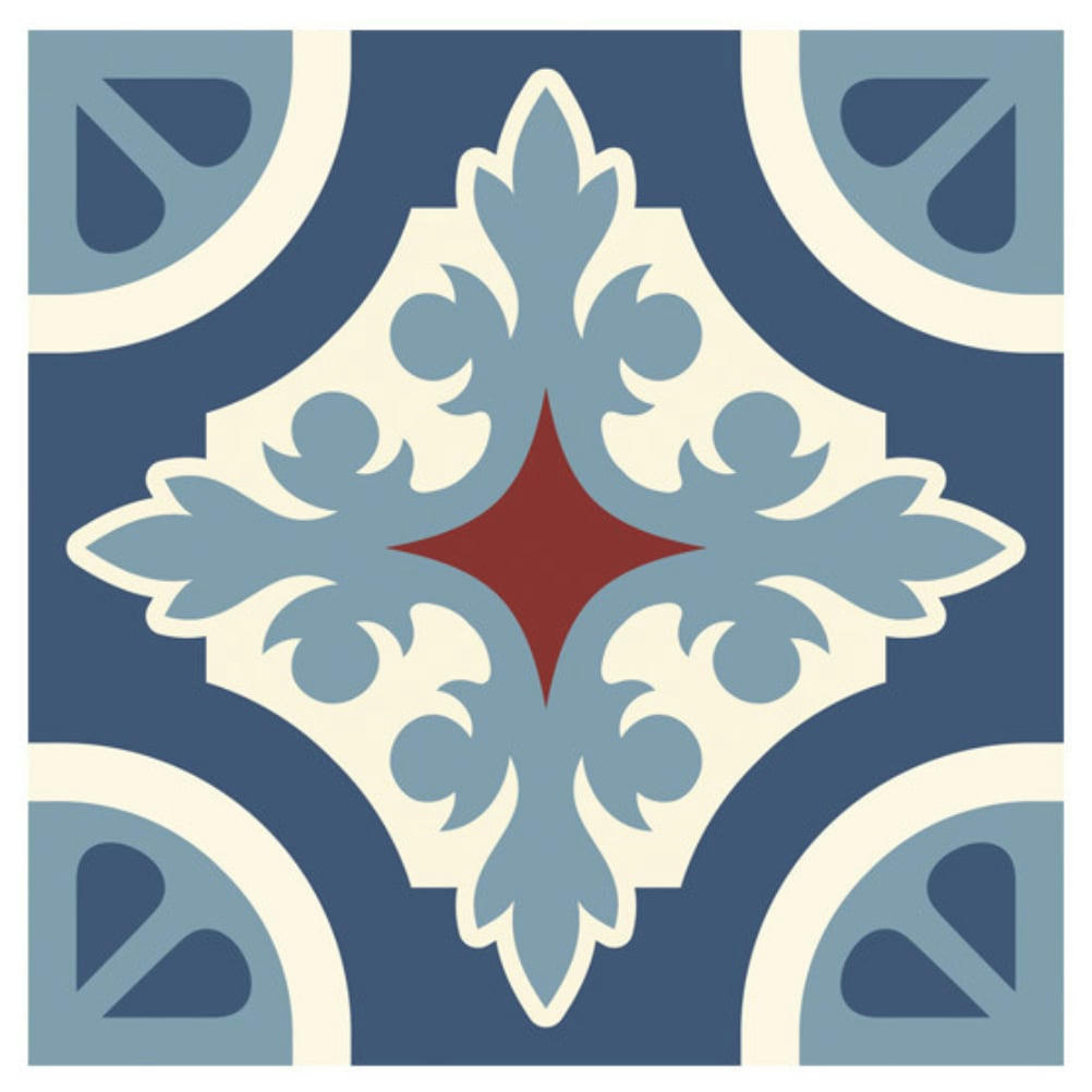 - 6 stickers carreaux de ciment bleu 15x15cm