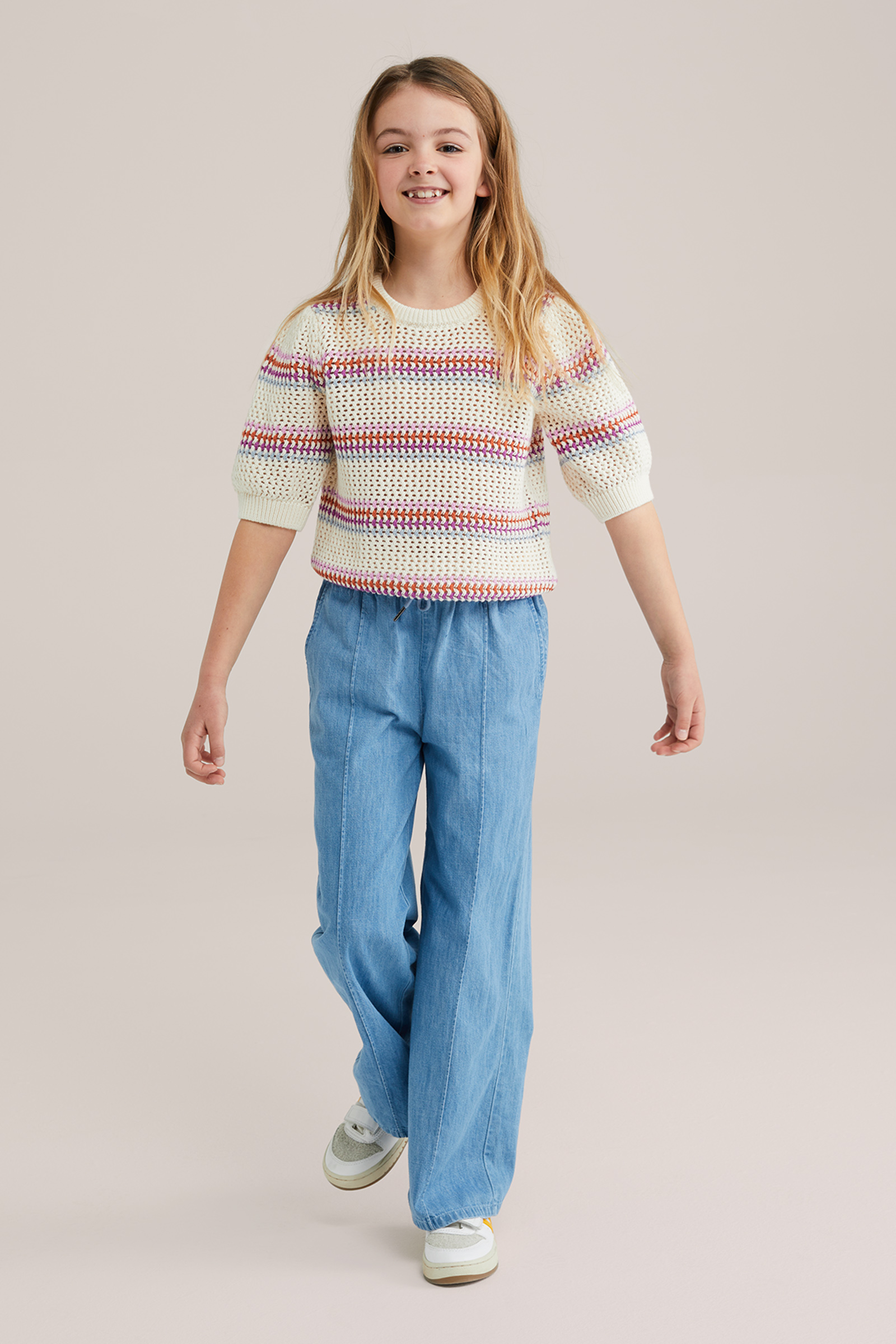 Meisjes denim straight fit broek