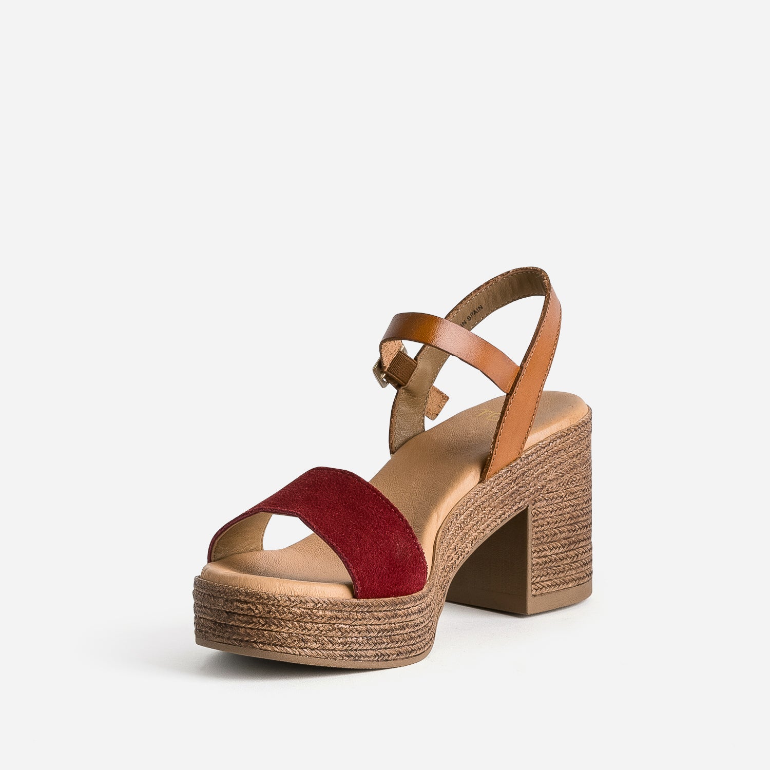 Sandale à talon TEXTO bordeaux cuir velours