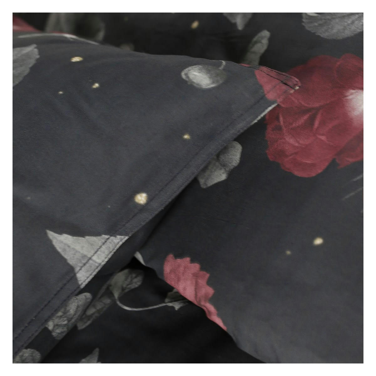 SUNSHINE CAMILLE - Parure de lit 2 personnes imprimé en Coton Noir 240x260 cm