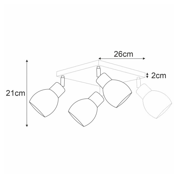 Reflektor sufitowy szary MIKA 4xE27x60W wym:21x26x26cm Kaja