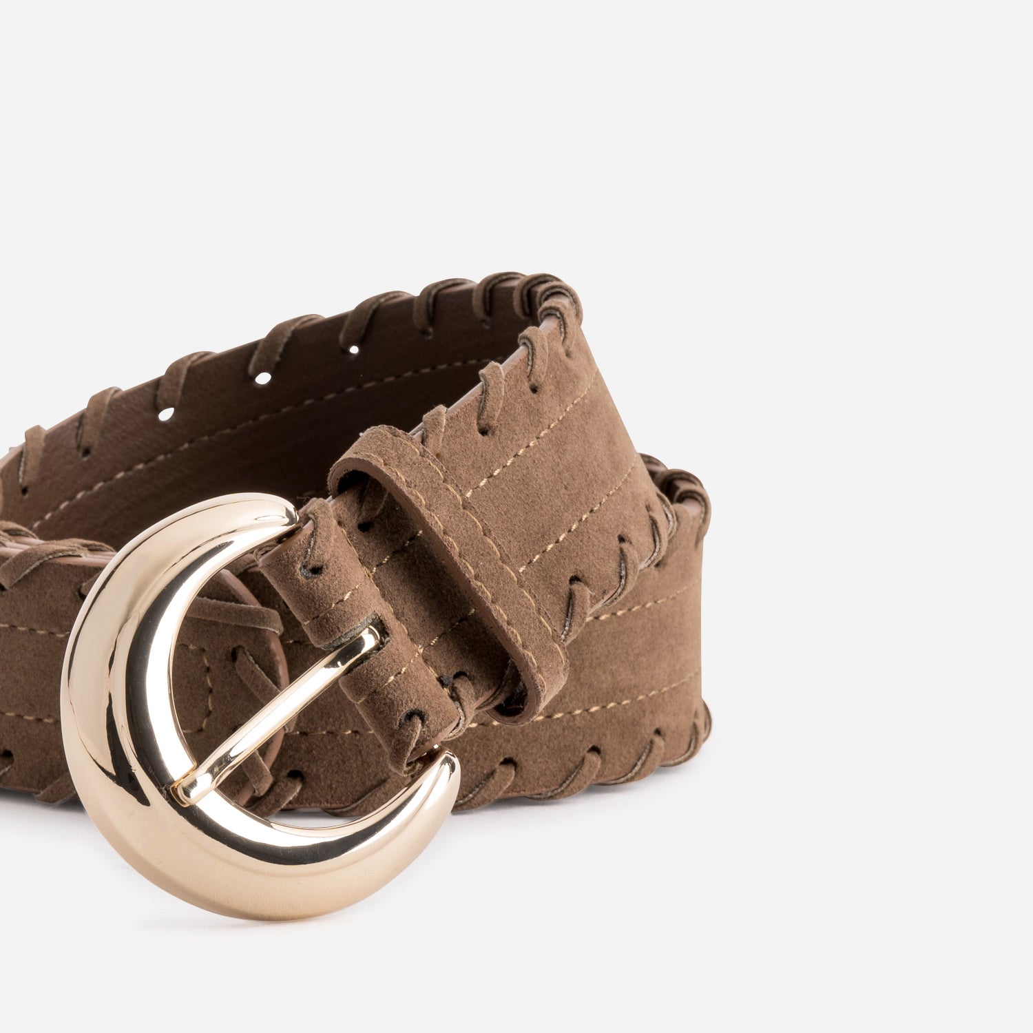 Ceinture marron suédé détail laçage