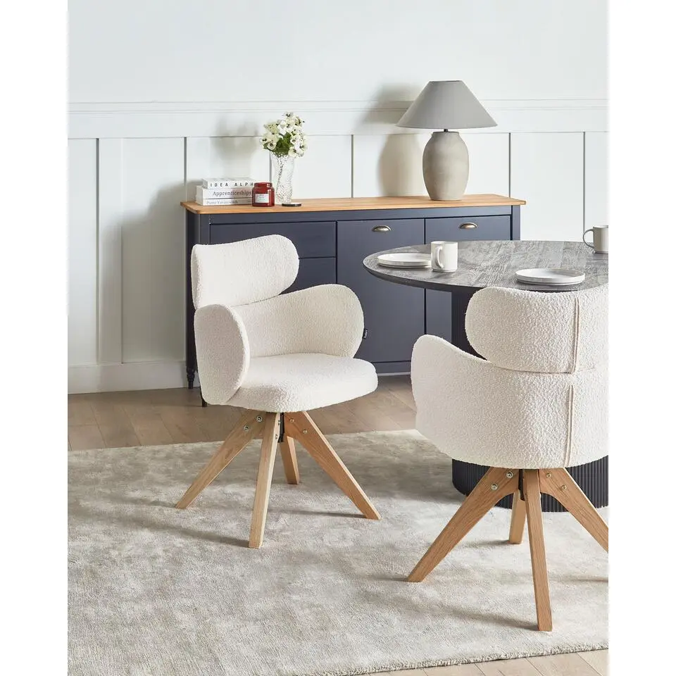 MARCY - Eetkamerstoel - Lichtbeige - Boucl&eacute;