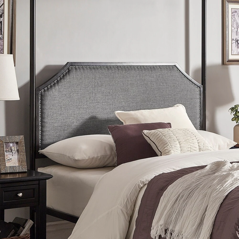 Rayen Grey Upholstered Metal Canopy Queen Bed by iNSPIRE Q Classic