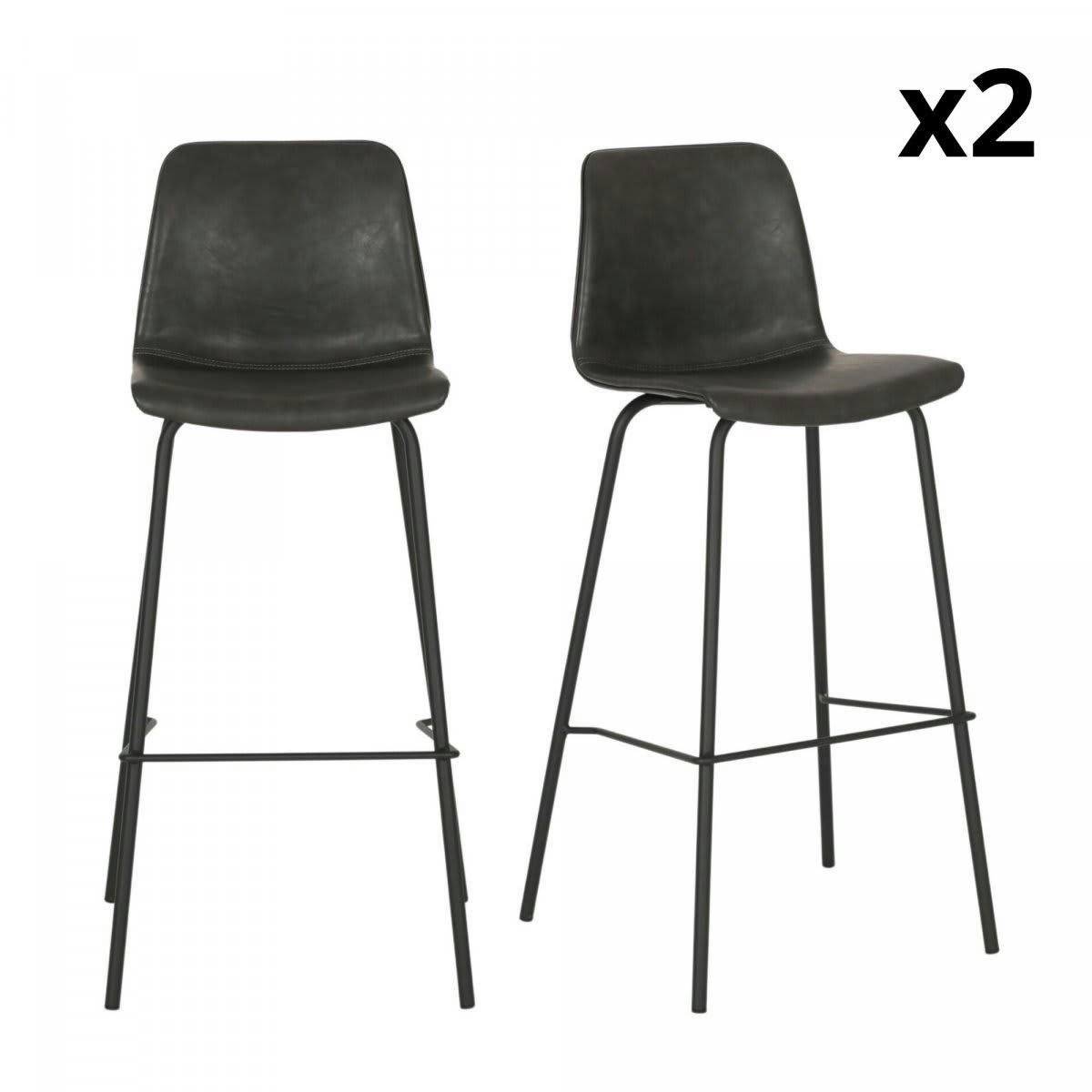 BILBAO - Lot 2 tabourets industriels en simili gris