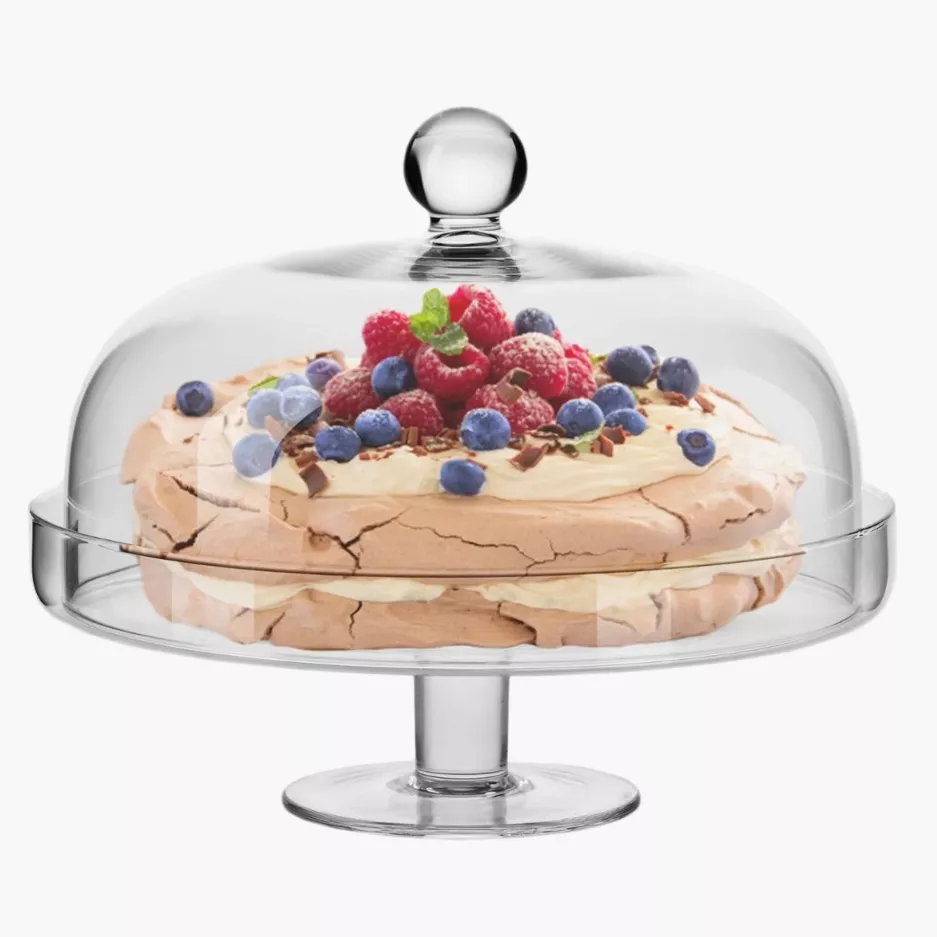 Patera na nóżce z kloszem KROSNO ELITE 28 cm transparentna szklana