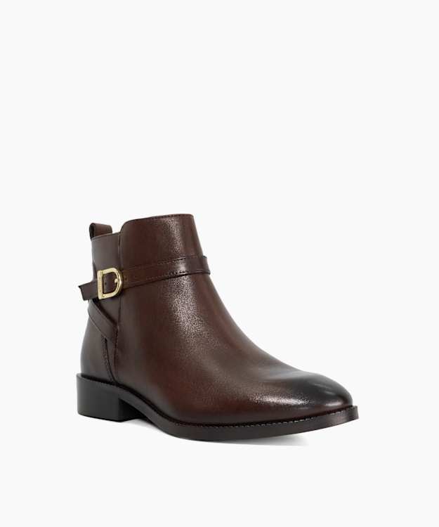 Pemma Brown - Wide Fit Flat Leather Ankle Boots