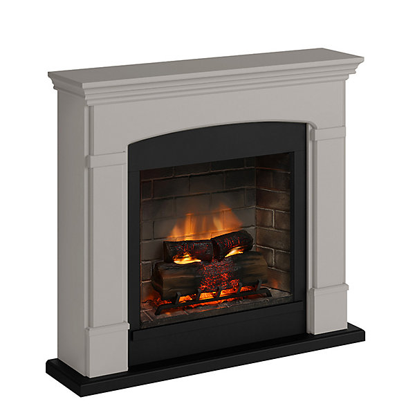 Cheminée électrique connectée 1400W - HELMI Powerflame 2 - effets flammes 3D et crépitement - Beige
