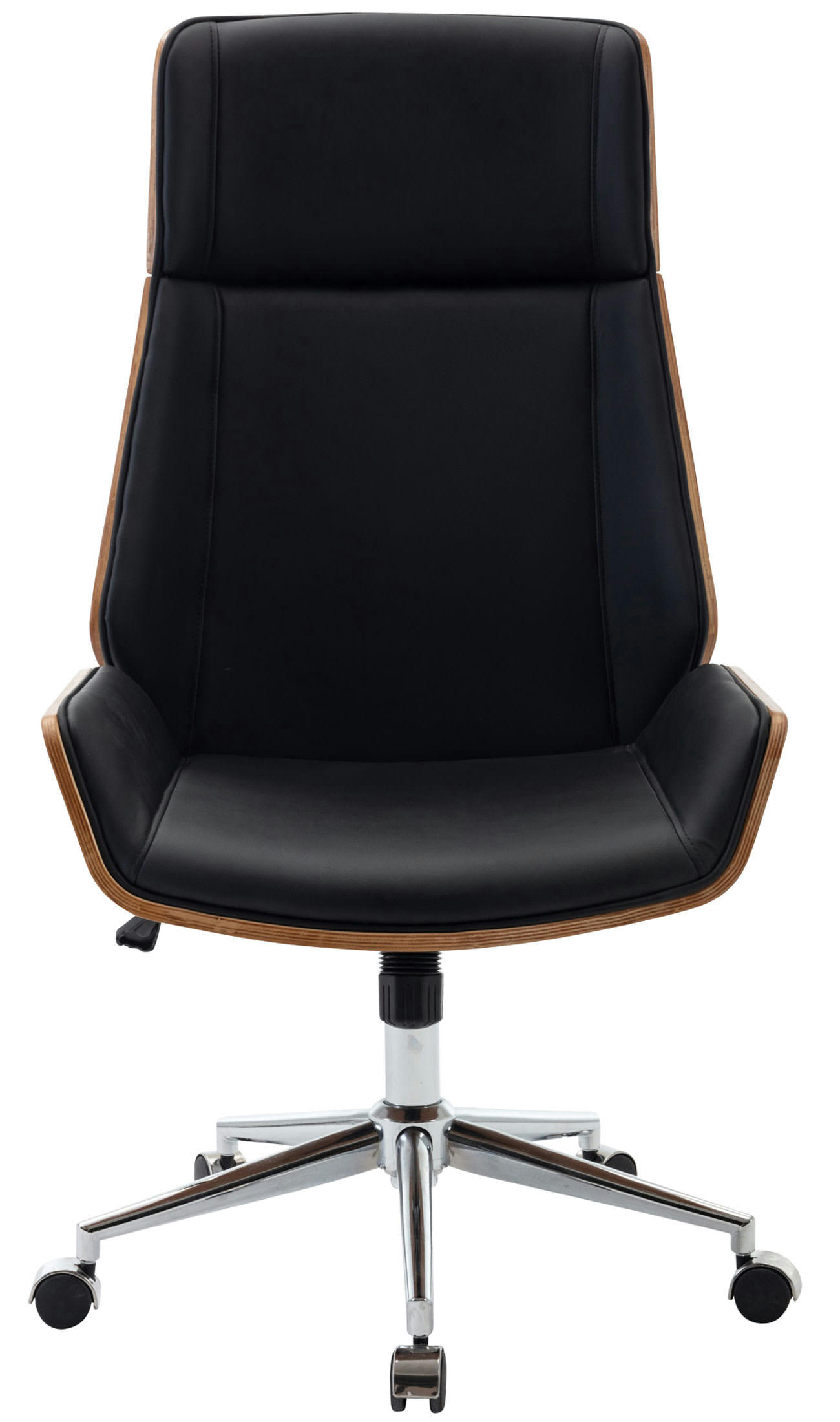 BREDA - Chaise de bureau réglable en similicuir Noyer / Noir