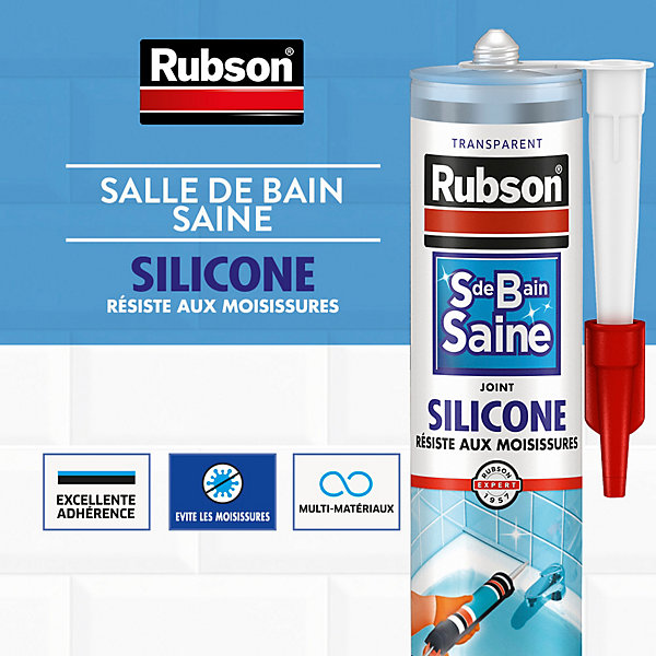Mastic salle de bain Rubson transparent 280ml vendu par 2