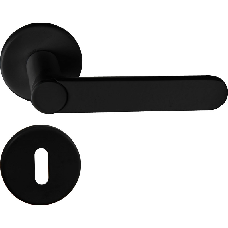 Poignée de porte Easy Fix avec rosace et entrée noire LINEA BERTOMANI