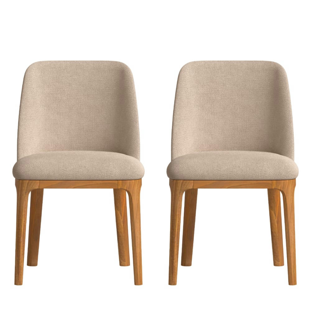 ALANA - 2 Chaises fabriqué à la main en couleur brun clair